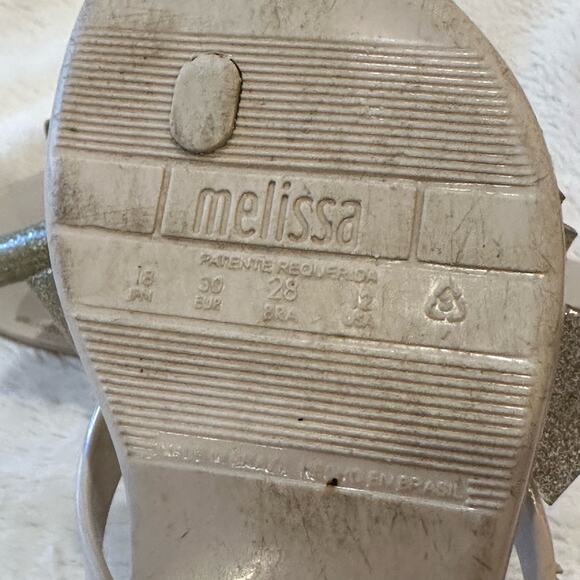 Mini Melissa Gold Bow Flip Flops sz 12 - Picture 5 of 5